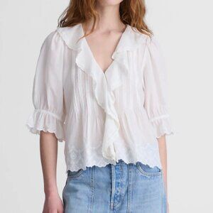 The Blair Top White embroidered cotton blouse with eyelet